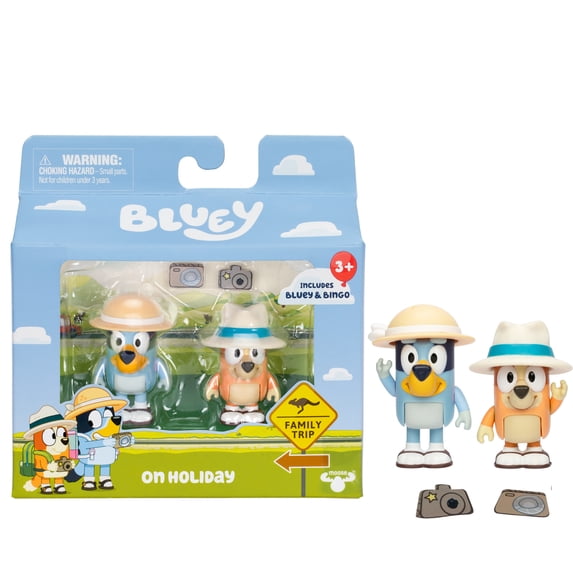 Bluey On Holiday Fig 2-Pack, 2.5 Inch Bluey & Bingo Toys - Walmart.com