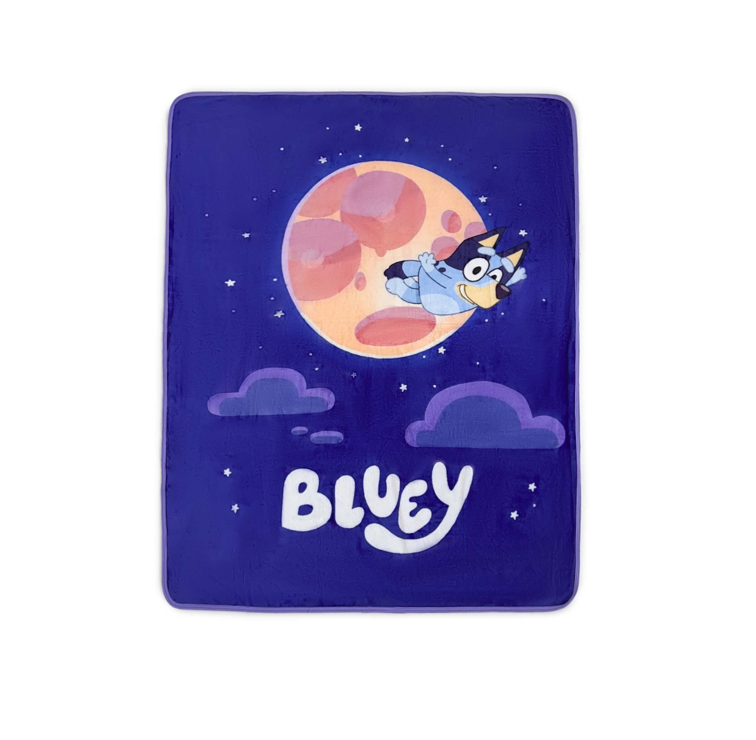 Bluey Over The Moon Kids Micro Raschel Throw Blanket, 46" x 60", Blue