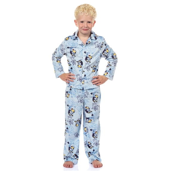 Bluey Pajamas Boys' 2-Piece Coat Front Flannel Lounge Sleep Set
