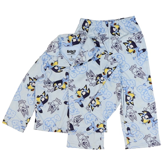 Bluey Pajamas Boys' 2-Piece Coat Front Flannel Lounge Sleep Set