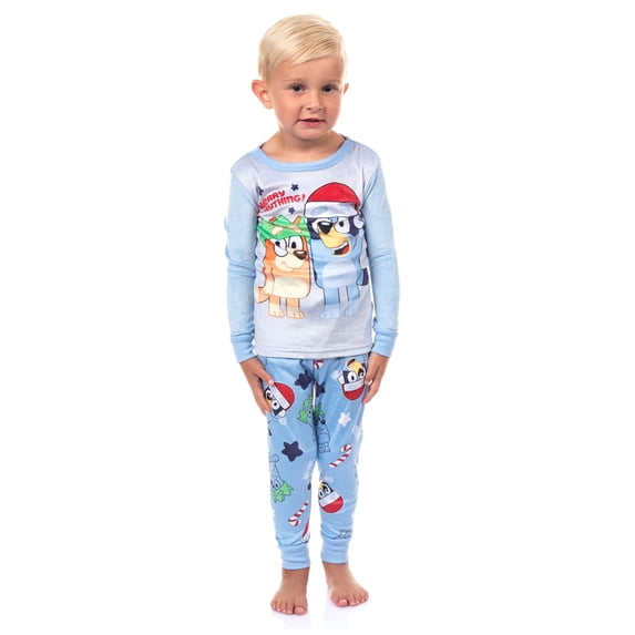 Bluey Pajamas Merry Everything Toddler Kids 2-Piece Tight Fit Christmas Sleep Set