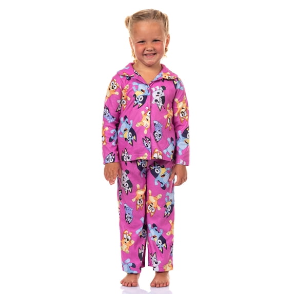Bluey Pajamas Toddler Girl's Bingo Muffin Long Sleeve Button Up Pant Set