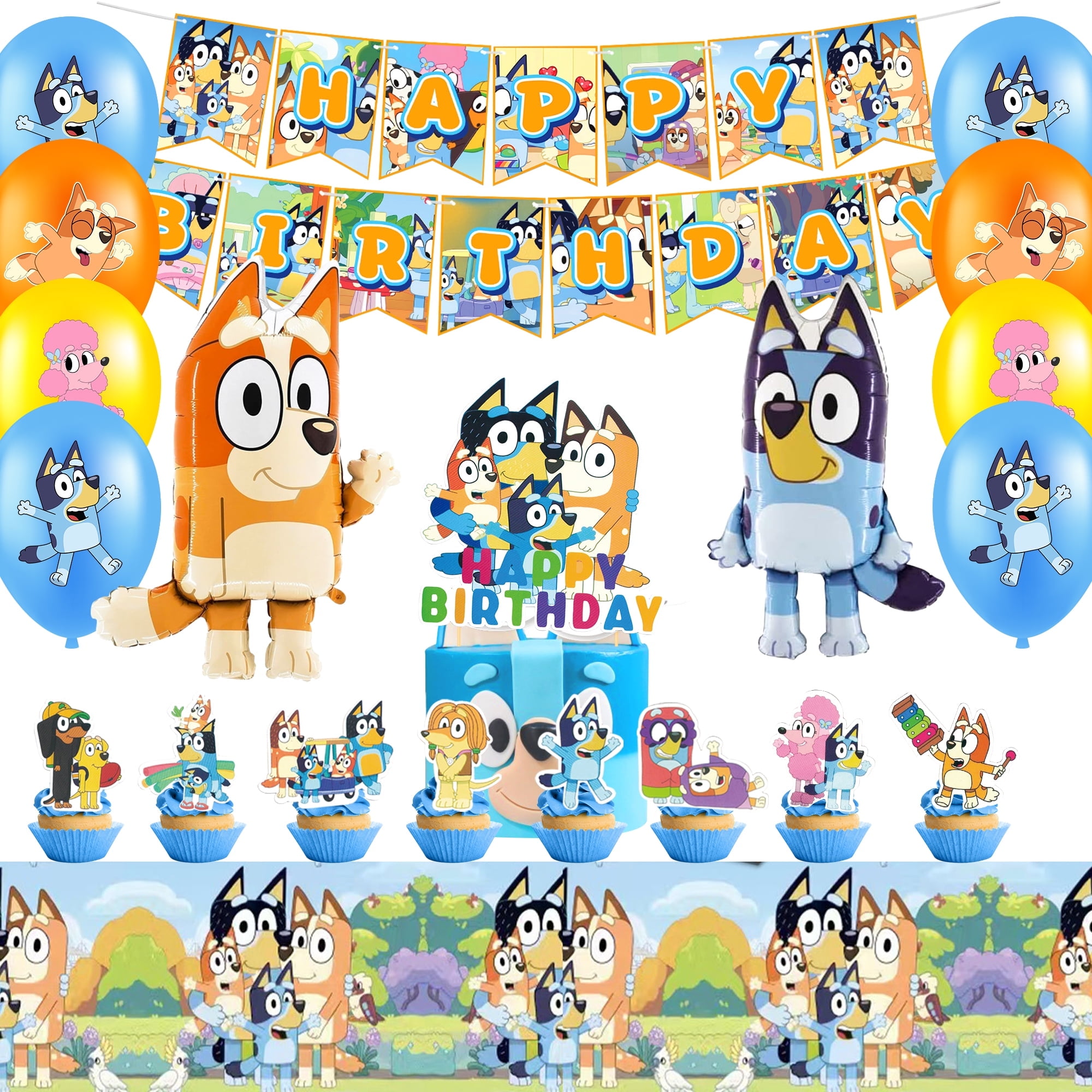Bluey Party Decorations, Bluey Birthday Decorations - 29 Pcs Bluey Party Balloons & Bluey Birthday Banners Cake Decorations Tablecloths and other Bluey Birthday Party Decorations