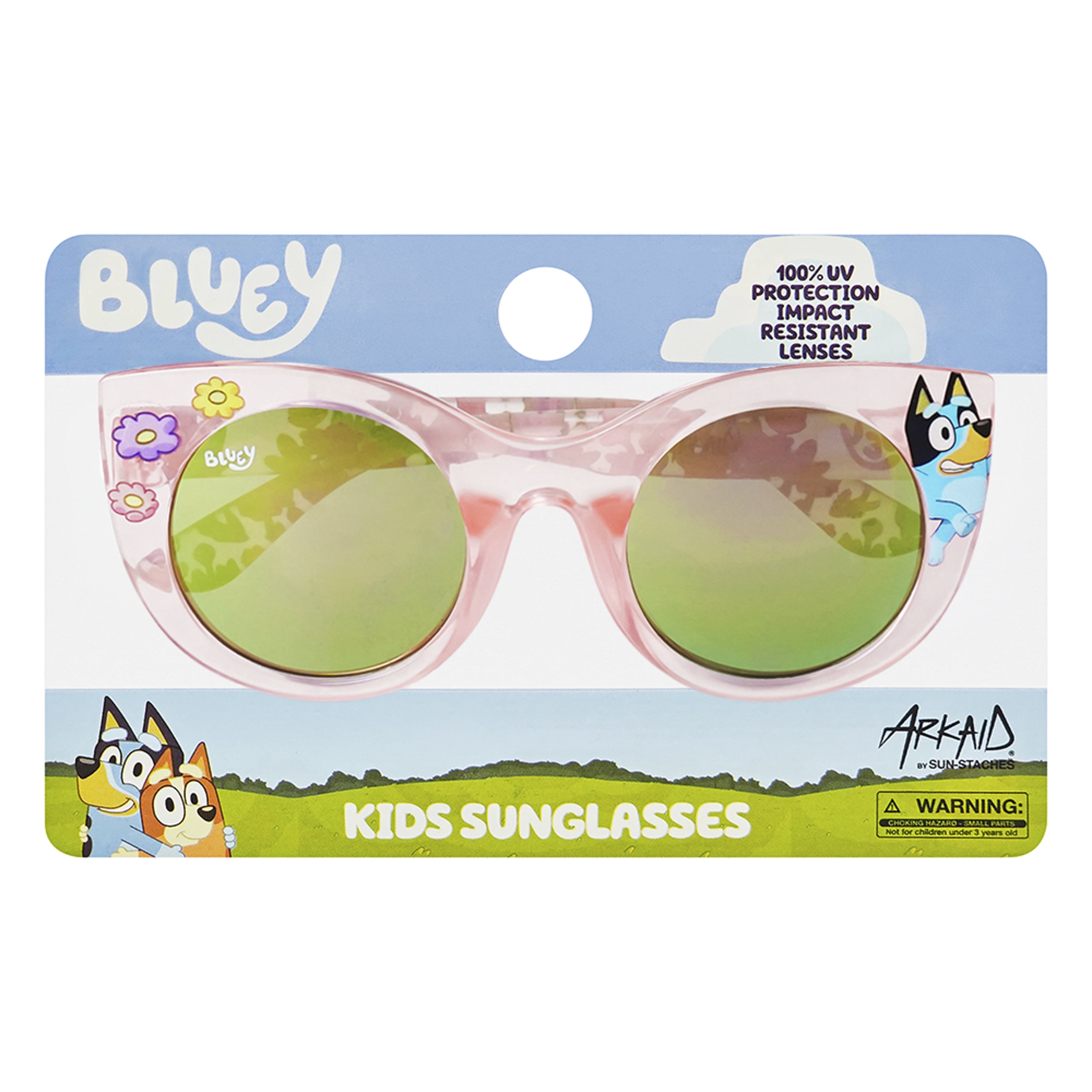 Bluey Pink with Flowers Cat Eye Sunglasses for Kids UV Protection
