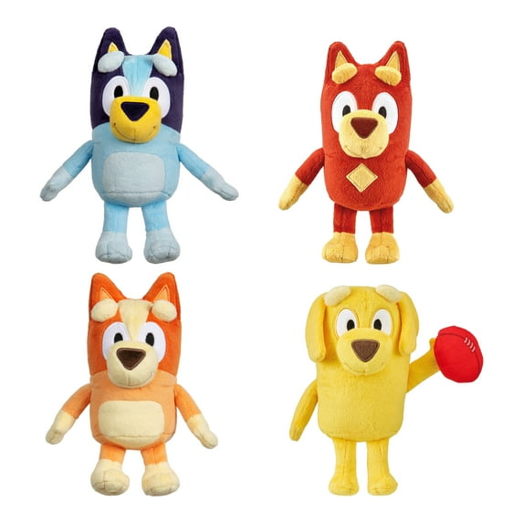 Bluey Plush Friends Set Value Box, Includes Bluey, Bingo, Lucky and Rusty, 7.5"- 8" Plush, Ages 3+