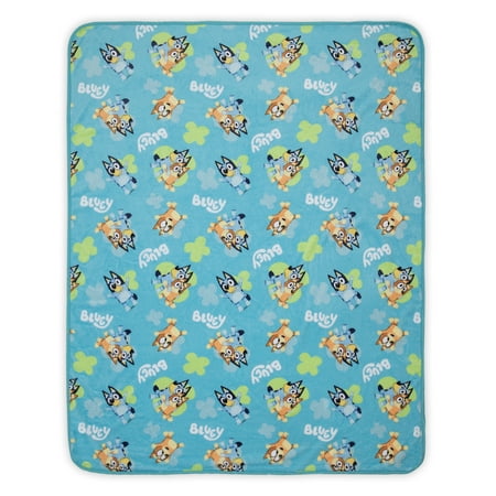 Bluey Plush Toddler Blanket Light Blue, 40" x 50", Boy or Girl