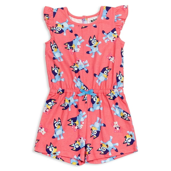 Bluey Polly Puppy Big Girls French Terry Sleeveless Romper Infant to Big Kid