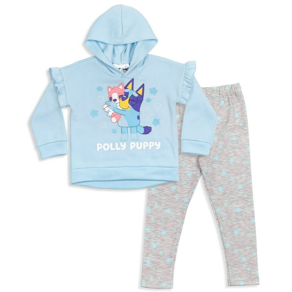 Bluey Polly Puppy Little Girls Fleece Hoodie and Leggings Outfit Set Toddler to Big Kid