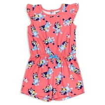 Bluey Polly Puppy Toddler Girls French Terry Sleeveless Romper Infant to Big Kid