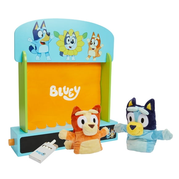 Bluey, Puppet Theater, Colorful Wooden Play Set with Theater and Puppets, Ages 3+, Toddler Toys