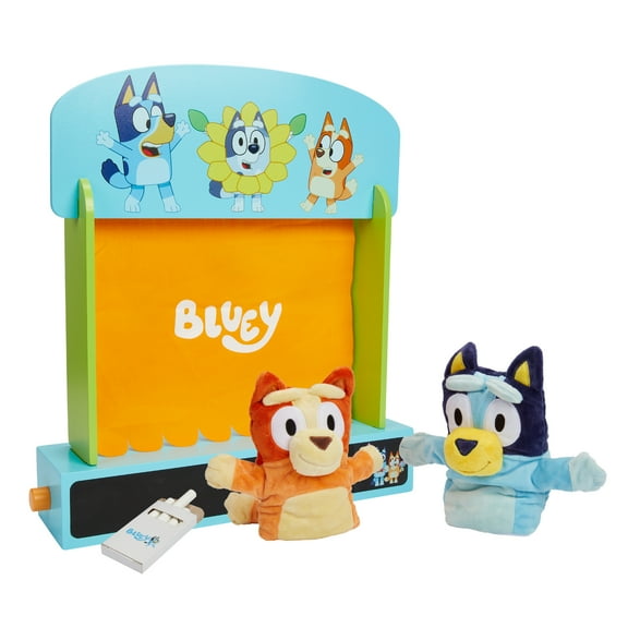 Bluey, Puppet Theater, Colorful Wooden Play Set with Theater and Puppets, Ages 3+, Toddler Toys