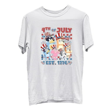 Bluey Red White Bluey Fourth of July Independence Day T-Shirt White Color Size S