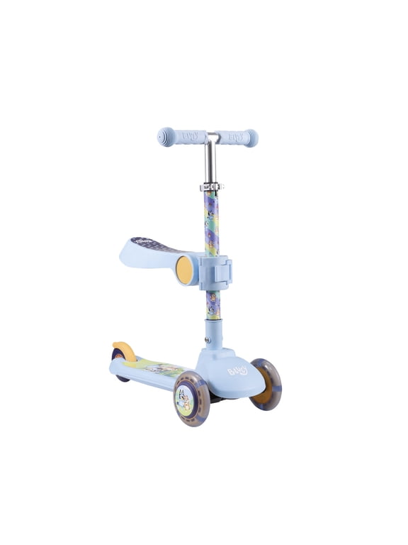 Ride-N-Glide Buddies Toddler 3 Wheel Kick and Sit Scooter, for Kids Ages 3+, Bluey