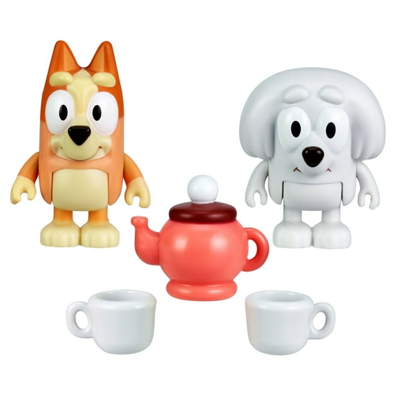 Bluey, School Friends Lila & Bingo, 2-Pack: Tea Party, 2.5 inch Figures with Accessories, Preschool, Ages 3+