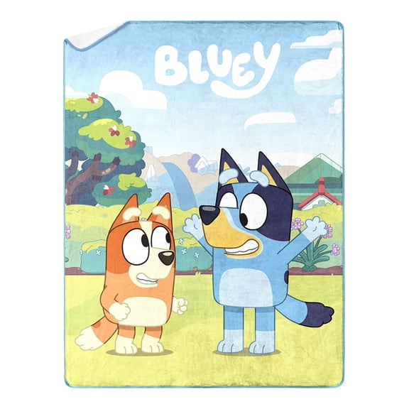 Bluey Sharing Stories Kids Silk Touch Throw Blanket with Sherpa Reverse, 46 x 60 inches – Soft Plush Fleece Throw Blanket