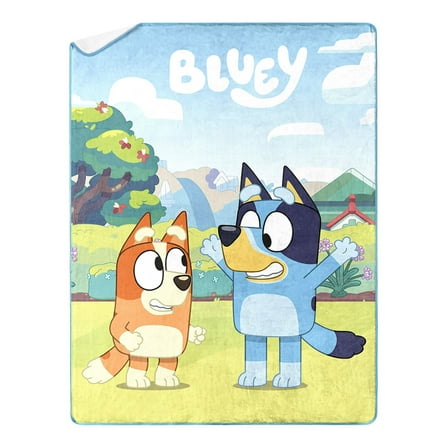 Bluey Sharing Stories Kids Silk Touch Throw Blanket with Sherpa Reverse, 46 x 60 inches