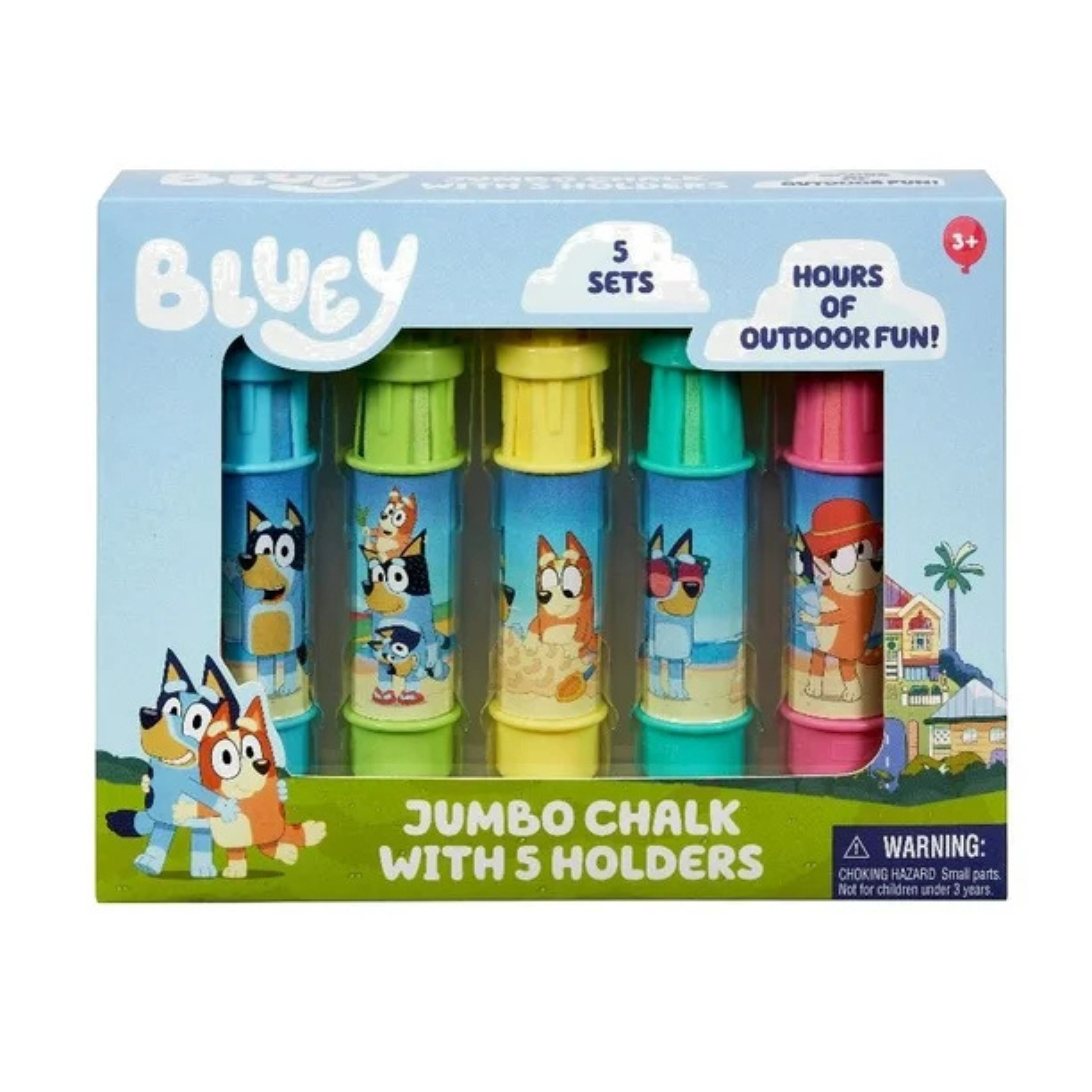 Bluey Sidewalk Chalk Kit with 5 Jumbo Multicolor Chalk Sticks, 1 Holder, 5 Count