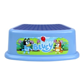 Bluey Durable Plastic Single Step Stool with Non-Slip Feet