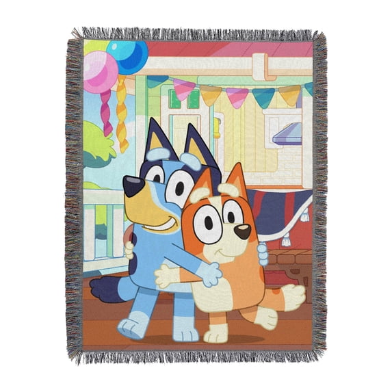 Bluey and Bingo Sister Celebration Tapestry Throw Blanket, 48x60 inches