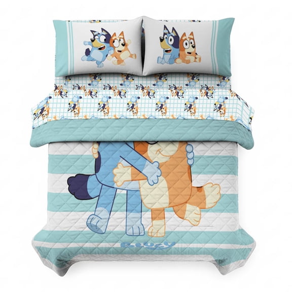 Bluey Sister Hugs & Smiles 5 Piece Queen Size Kids Quilt Set