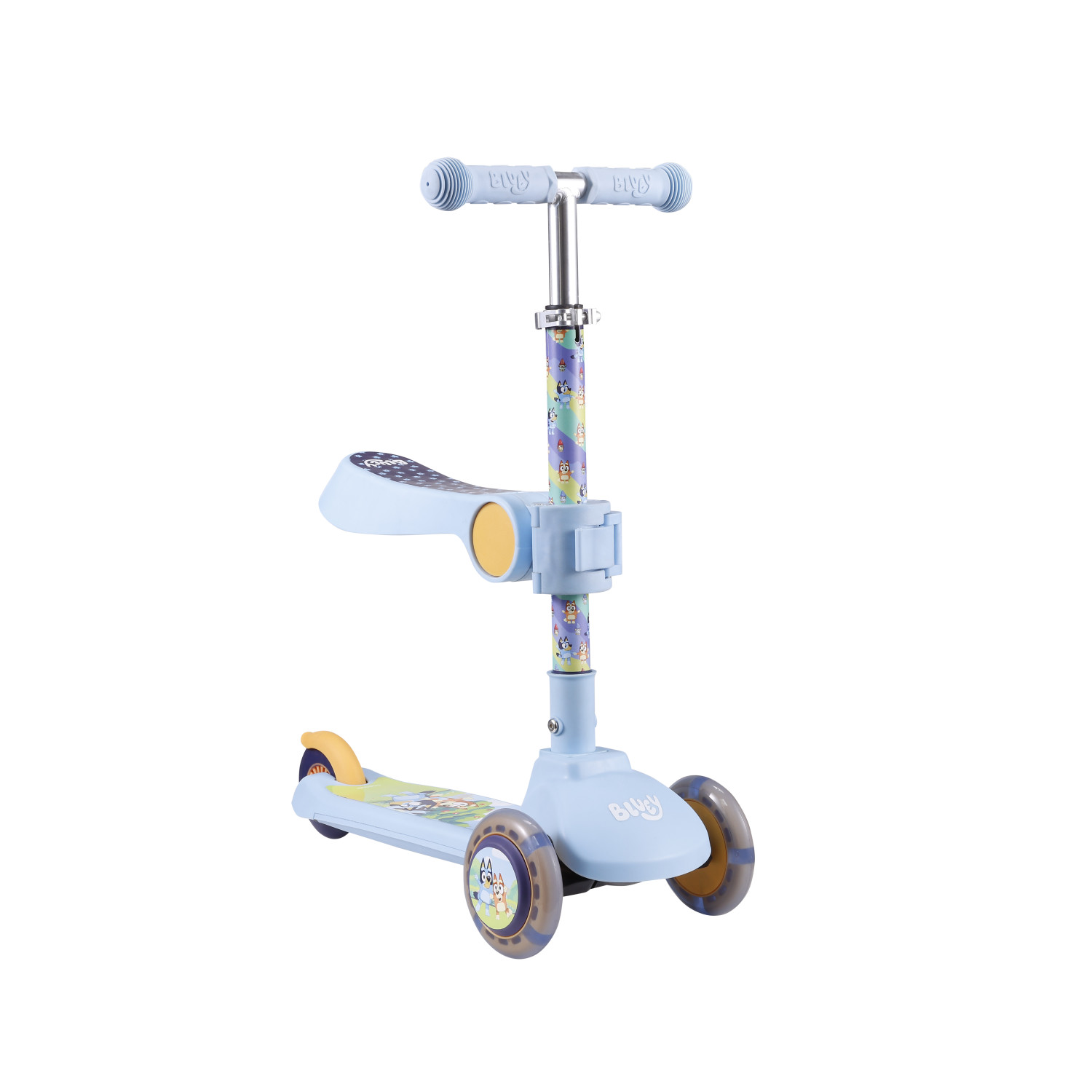 Bluey Ride-N-Glide Buddies Toddler 3 Wheel Kick and Sit Scooter, for Kids Ages 3+, Bluey