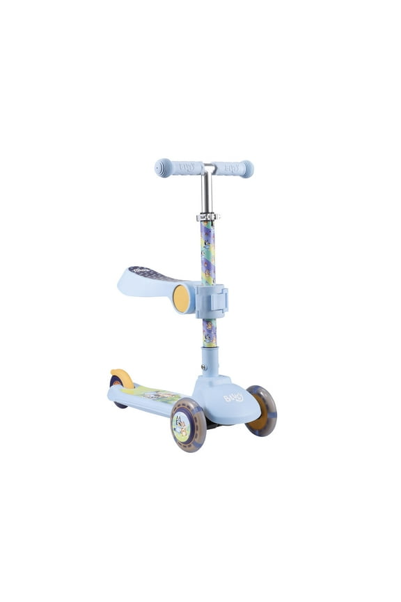 Ride-N-Glide Buddies Toddler 3 Wheel Kick and Sit Scooter, for Kids Ages 3+, Bluey