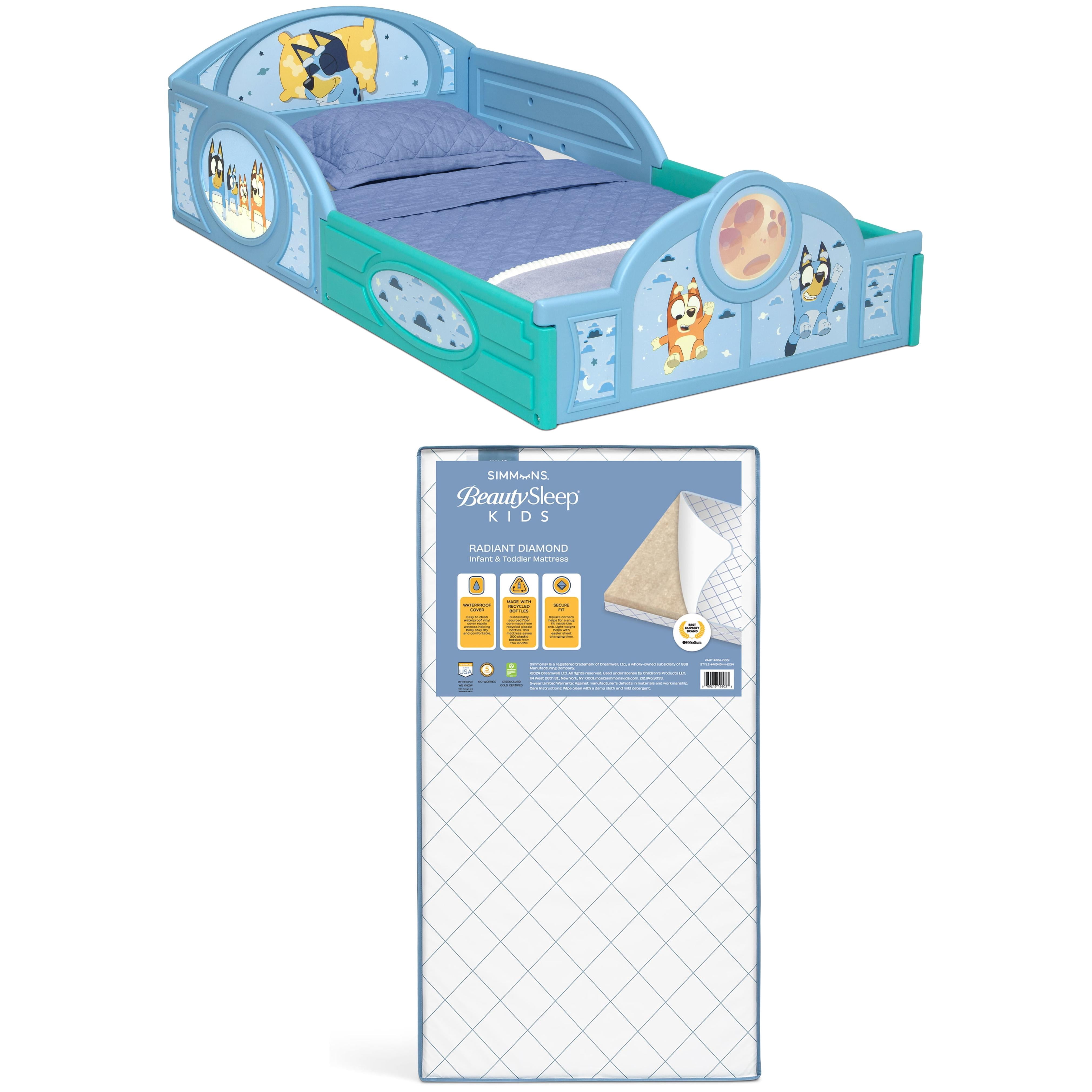 Bluey Sleep and Play Toddler Bed Delta Children + Simmons Crib and Toddler Mattress