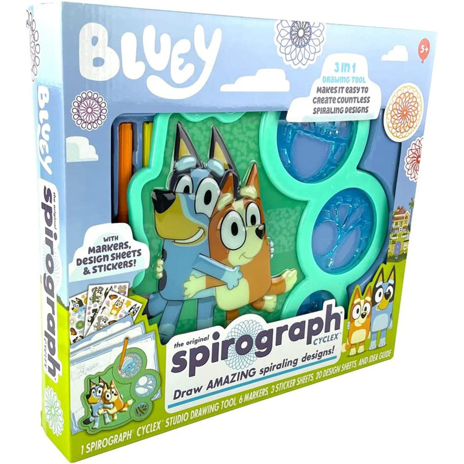 Spirograph Cyclex Studio Bluey - The Easy Way to Make Countless Amazing Spiral Art Designs Bluey Playset Art Kit - for Kids Ages 5 and Up