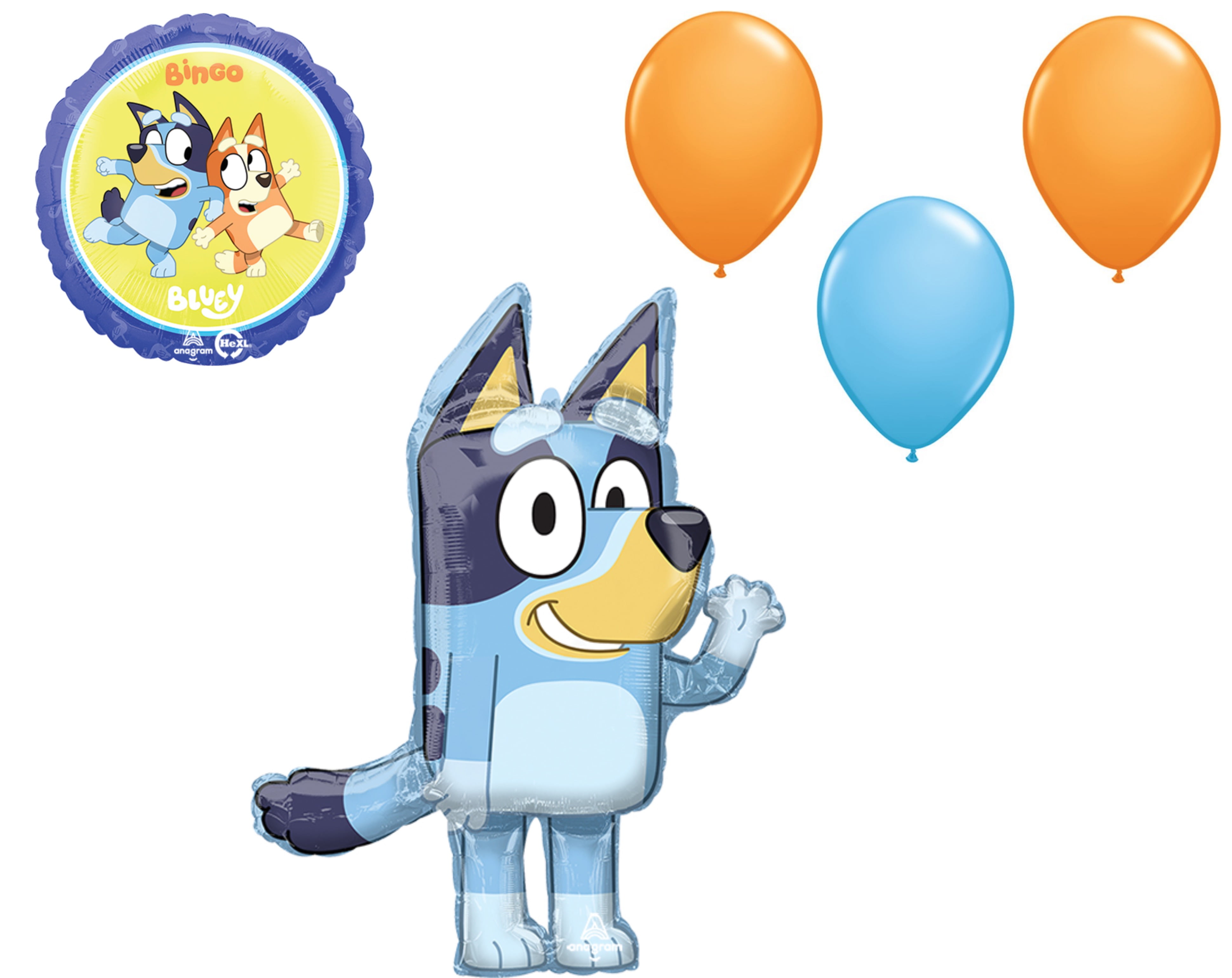  Anagram Bluey Bingo Balloons - Bluey Birthday Party Supplies  Balloon Bouquet Decorations Pack of 4 : Toys & Games