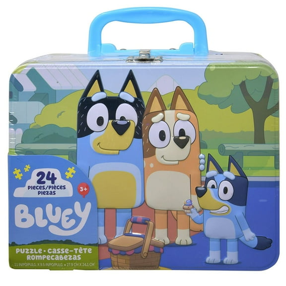 Bluey Tin Box Lunch Box Lunch Tin with 24 Pieces Puzzle