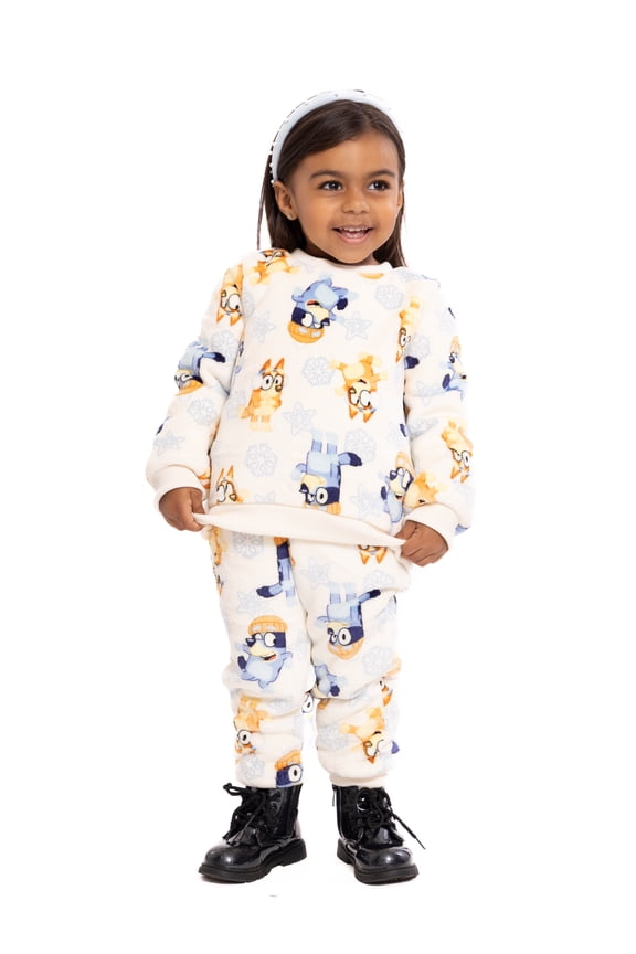 Unisex Toddler Plush Print Sweatshirt and Pants Set, 2-Piece, Sizes 12M-5T