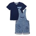 thumbnail image 1 of Bluey Toddler Boy Denim Shortall and Short Sleeve Tee Set, 2-Piece, Sizes 12M-5T, 1 of 12