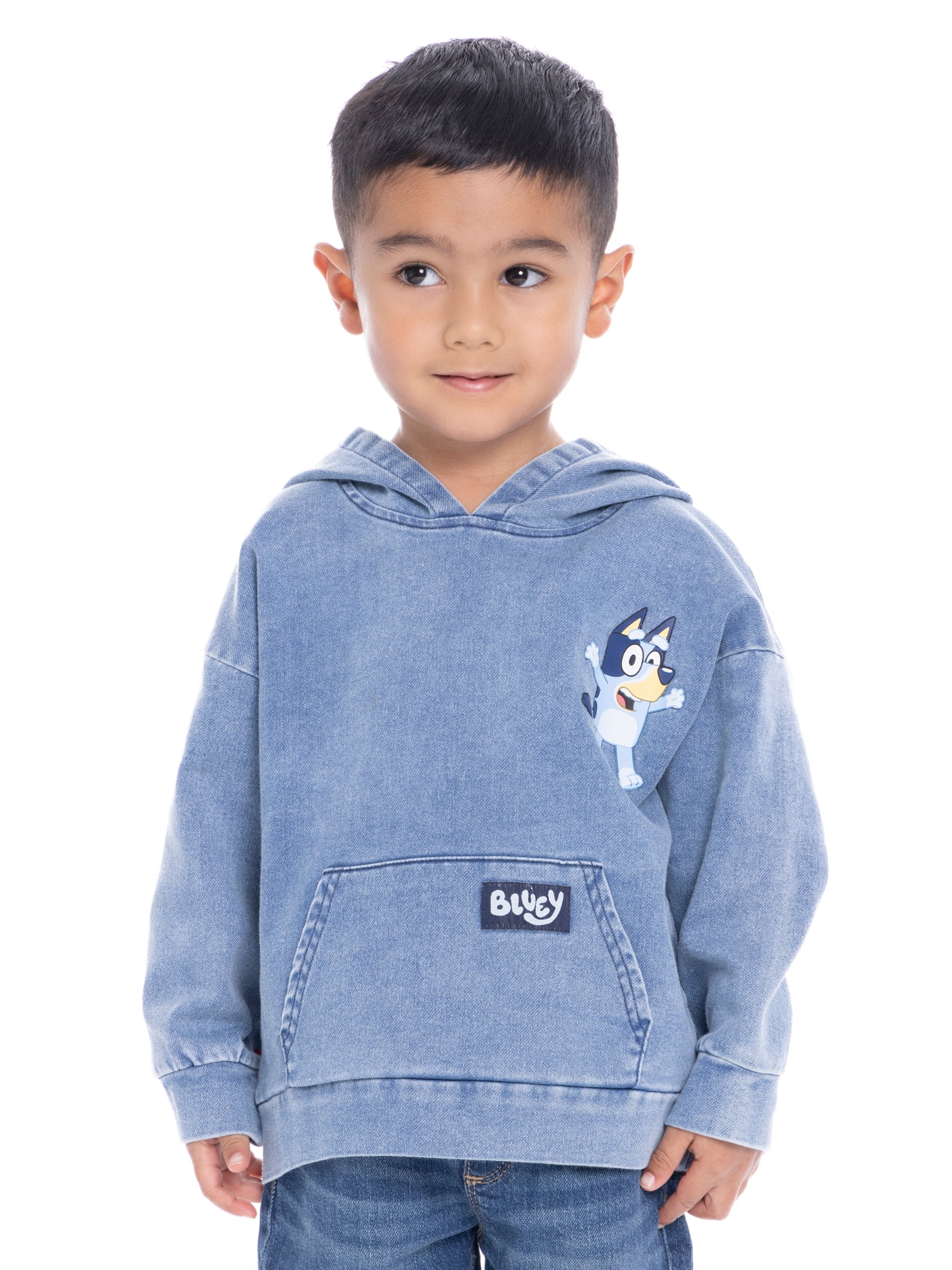 Bluey Toddler Boy Denim Washed Graphic Hoodie, Sizes 12M-5T