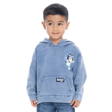 Bluey Toddler Boy Denim Washed Graphic Hoodie, Sizes 12M-5T