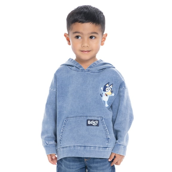 Bluey Toddler Boy Denim Washed Graphic Hoodie, Sizes 12M-5T