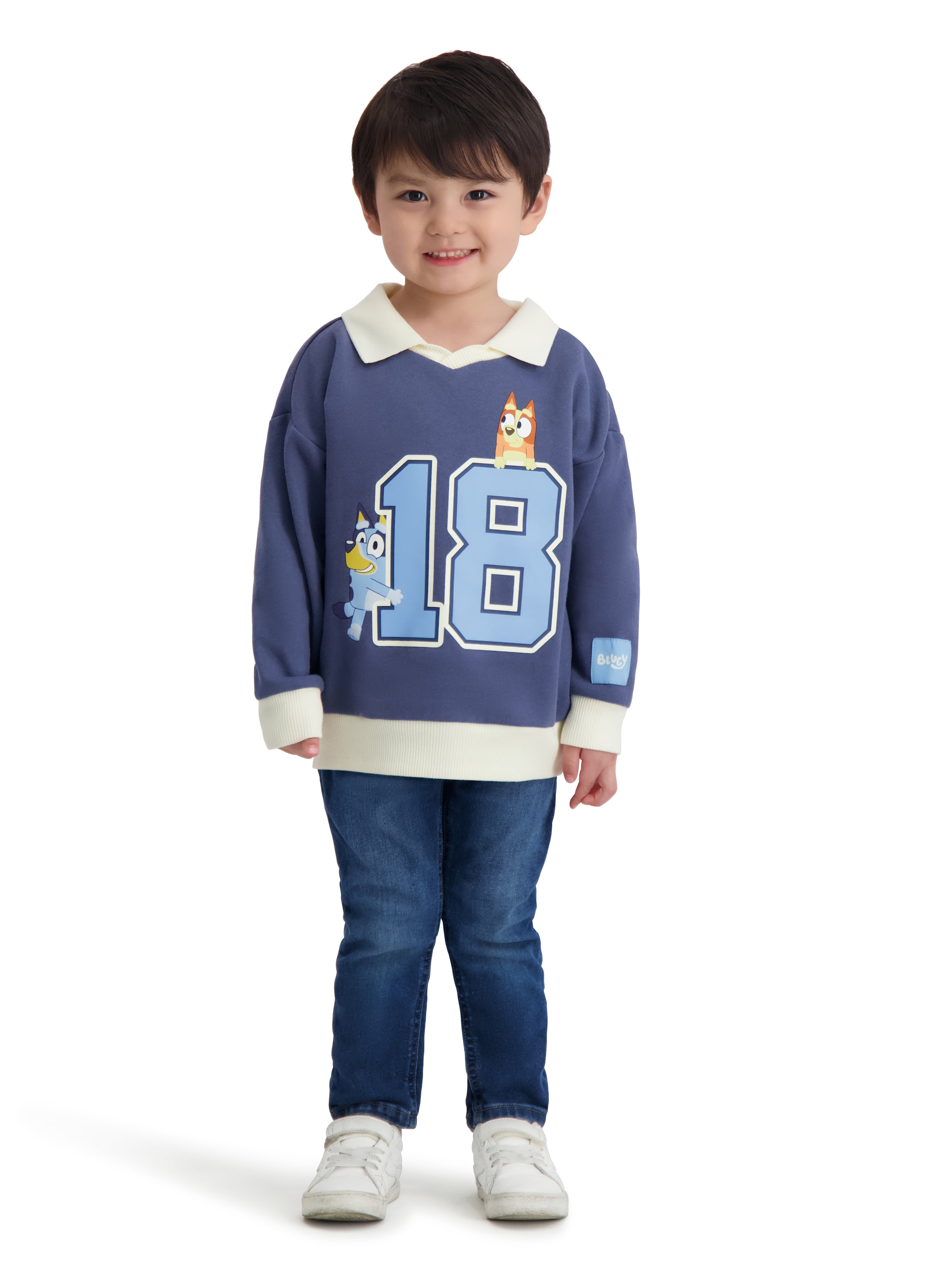 Bluey Toddler Boy Long Sleeve Rugby Shirt, Sizes 12M-5T
