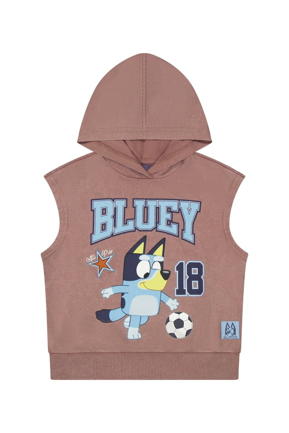 Bluey Toddler Boy Sleeveless Hoodie, Sizes 12M-5T