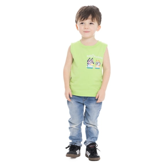 Bluey Toddler Boy Tank Top with Front and Back Graphics, Sizes 12M-5T