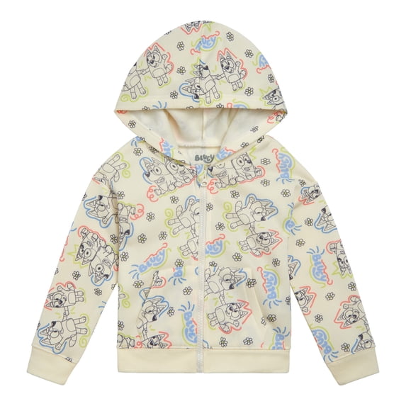 Bluey Toddler Boy or Girl Zip-Up Hoodie Bingo Cream