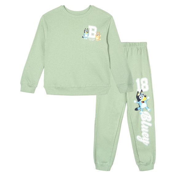 Bluey Toddler Boys' 2-Piece Fleece Sweatshirt and Pants Set Seafoam Bingo