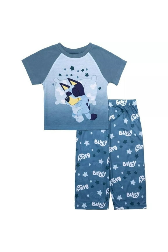 Toddler Boys' 2-Piece Pajama Set Short Sleeve Shirt and Pants Sleepwear - Cool Blue, 2T