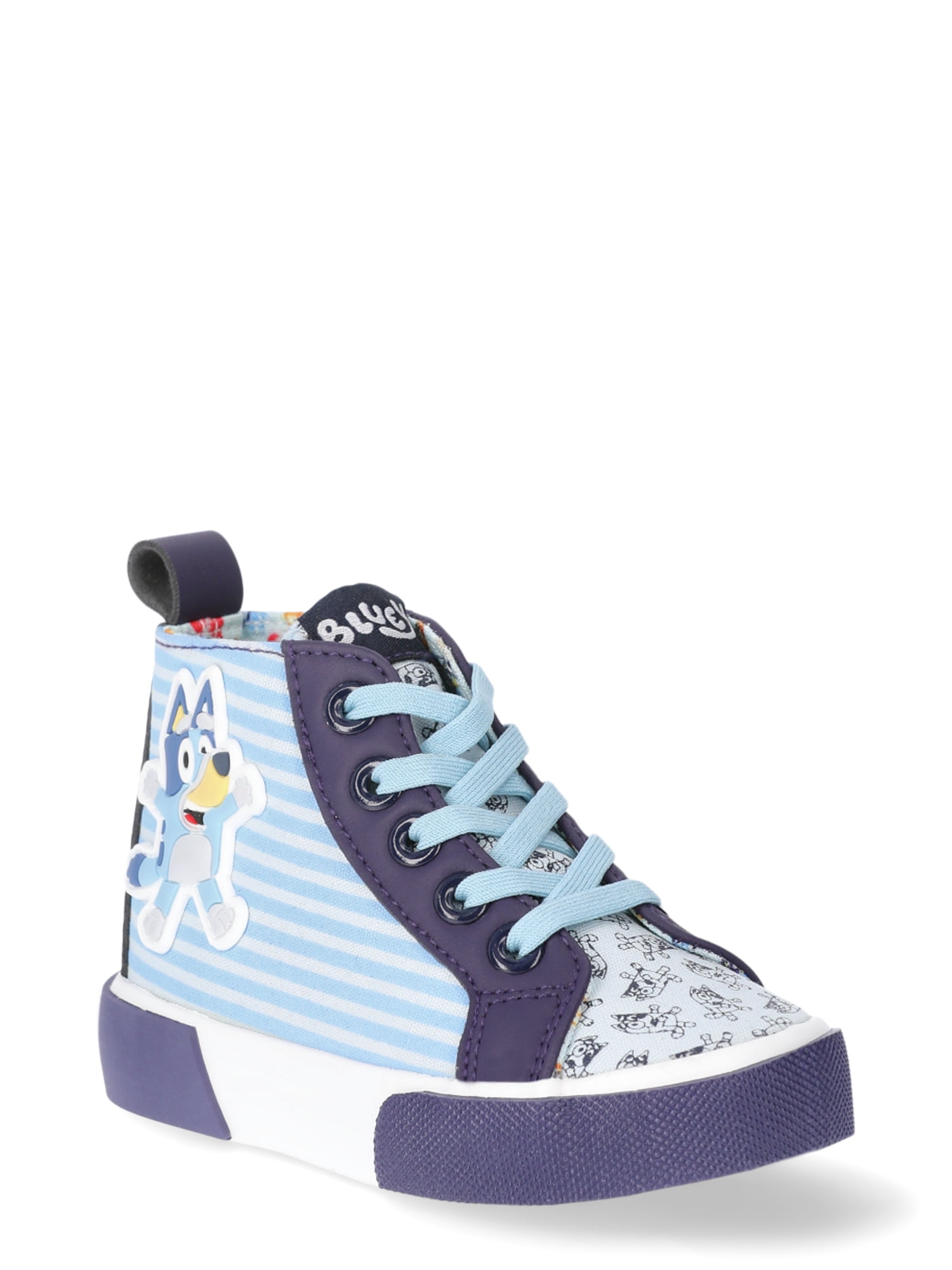 Pinky Blue Plaid Kids High Top Sneaker