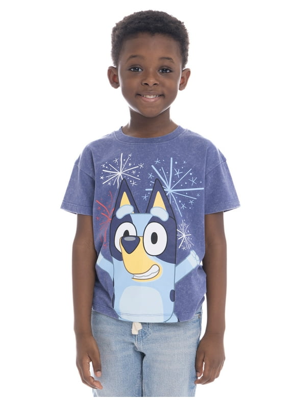 Bluey Toddler Boys Graphic Americana Crewneck Tee with Short Sleeves, Sizes 12M-5T
