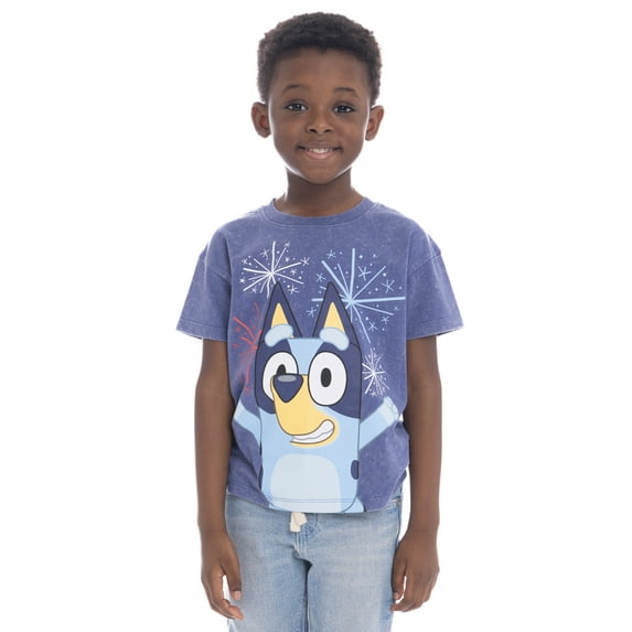 Bluey Toddler Boys Graphic Americana Crewneck Tee with Short Sleeves, Sizes 12M-5T