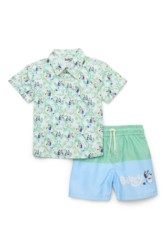 Character Toddler Boy Resort Shirt and Swim Trunk Set, 2-Piece, Sizes 12M - 5T