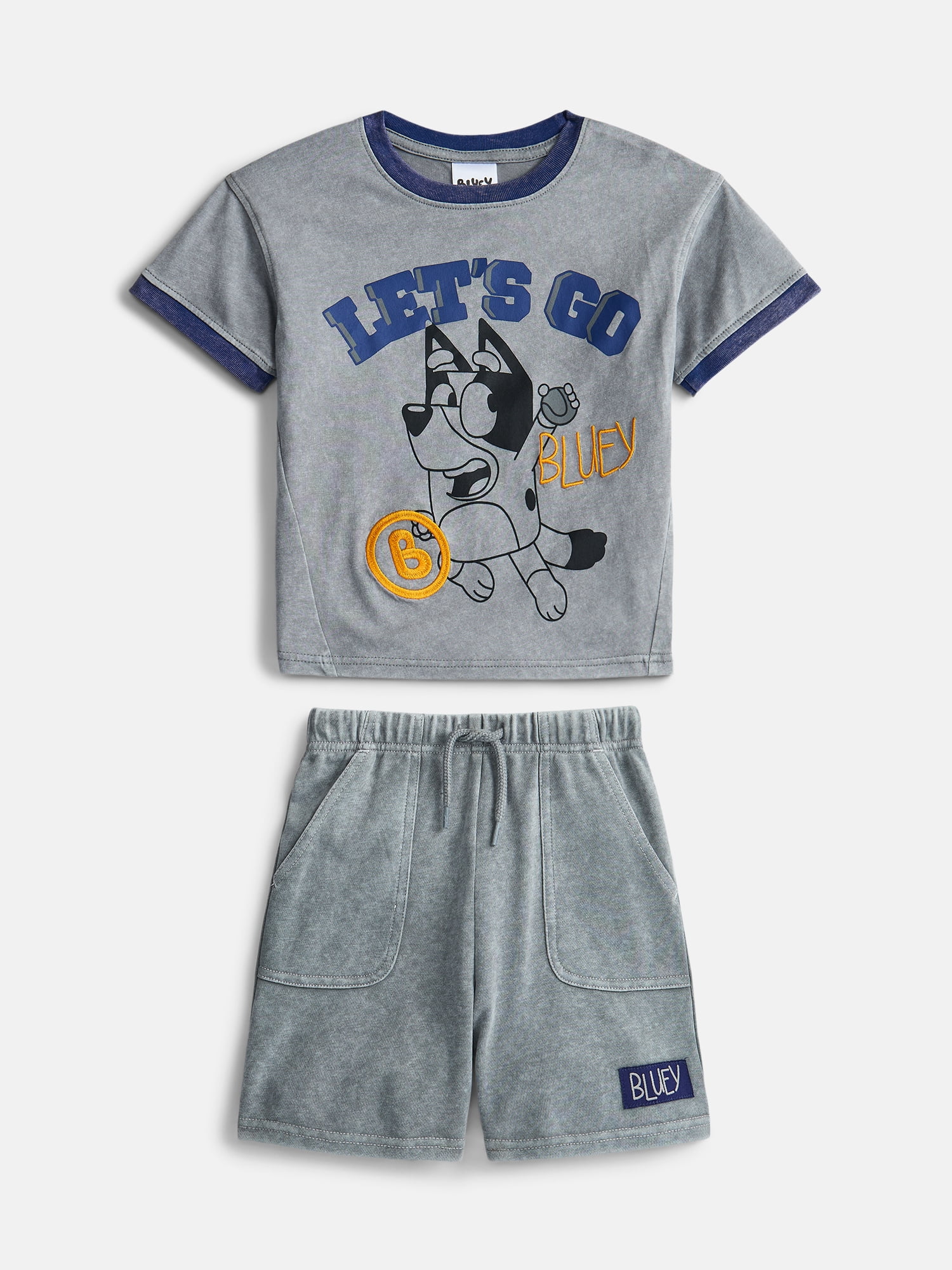 Bluey Toddler Boys Short Sleeve Graphic Tee and Matching Shorts Outfit Set, 2-Piece, Sizes 12M-5T