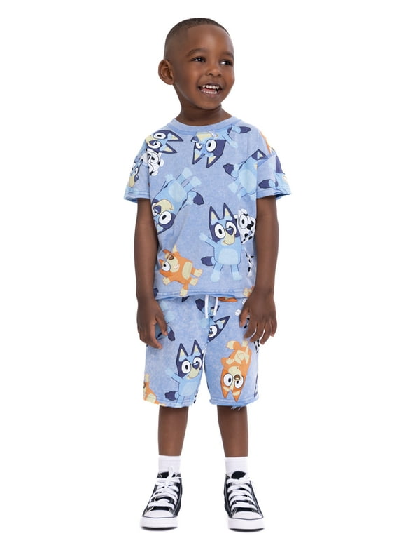 Bluey Toddler Boys Short Sleeve T-Shirt and Shorts Set, 2-Piece, Sizes 2T-5T
