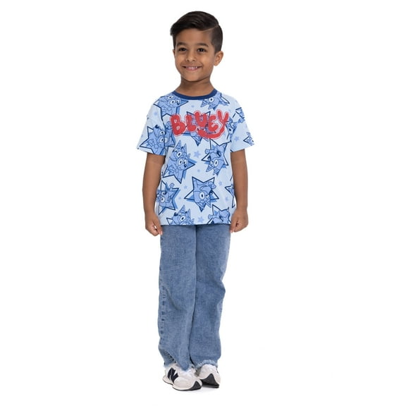Bluey Toddler Boys or Girls Short Sleeve Americana Crewneck T-Shirt, Sizes 2T-5T