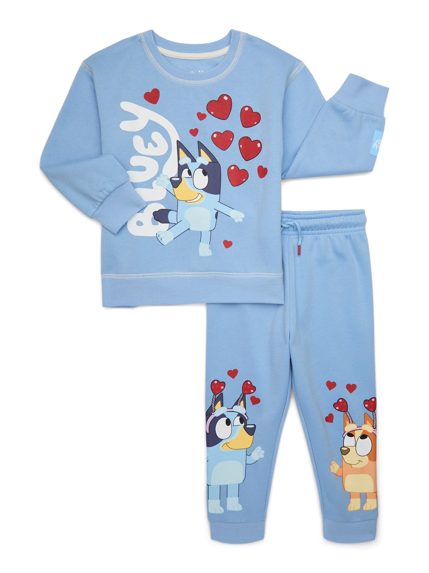 Bluey Toddler Boys or Girls Valentine's Day Graphic Sweatshirt and Joggers Set, 2-Piece, Sizes 12M-5T