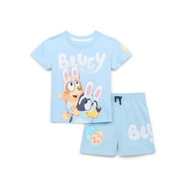 Bluey Toddler Easter Graphic Print Tee and Shorts Set, 2-Piece, Sizes 12 Months-5T